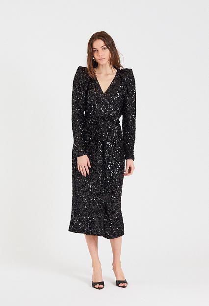 ROTATE Birger Christensen Bridget Long Dress Black